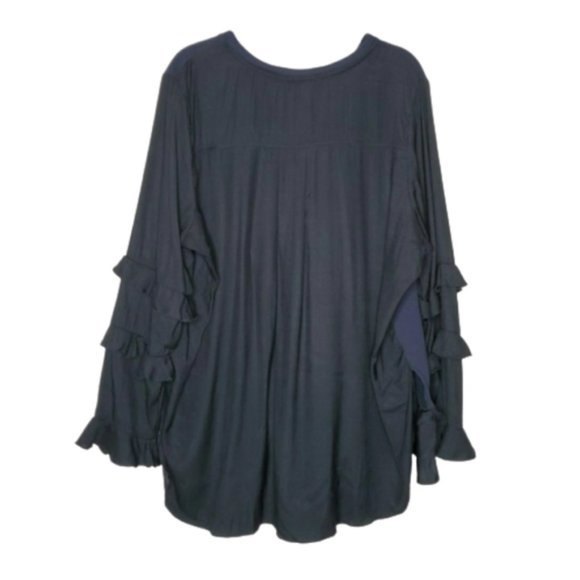 Lane Bryant Womens Layered Mixed Media Top Navy Black Size 22/24 - Picture 1 of 6